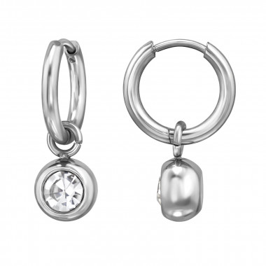 10mm Hoop With Dangling 8mm Ball - 316L Surgical Grade Stainless Steel Stainless Steel Earrings SD49966