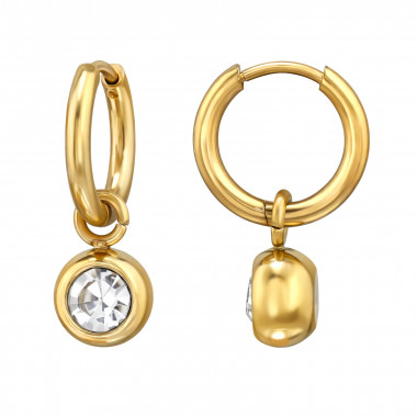 10mm Hoop With Dangling 8mm Ball - 316L Surgical Grade Stainless Steel Stainless Steel Earrings SD49967