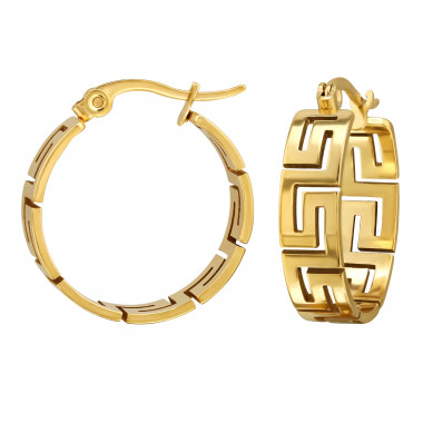 22mm Patterned - 316L Surgical Grade Stainless Steel Stainless Steel Earrings SD50163