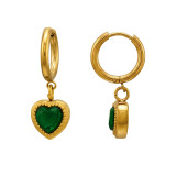 Heart Dangling Gold Color - 316L Surgical Grade Stainless Steel Stainless Steel Earrings SD51260