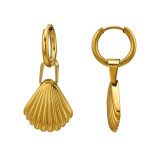 16mm Shell Gold Color - 316L Surgical Grade Stainless Steel Stainless Steel Earrings SD51261