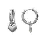 2.5X16Mm Hoop With Dangling Heart - 316L Surgical Grade Stainless Steel Stainless Steel Earrings SD51265