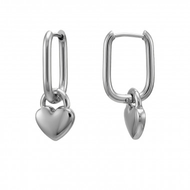 Rectangular 9mm Hear - 316L Surgical Grade Stainless Steel Stainless Steel Earrings SD51276
