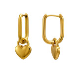 Rectangular 9mm Heart Gold Color - 316L Surgical Grade Stainless Steel Stainless Steel Earrings SD51277