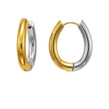 24.5Mm Two Tone Plated - 316L Surgical Grade Stainless Steel Stainless Steel Earrings SD51292