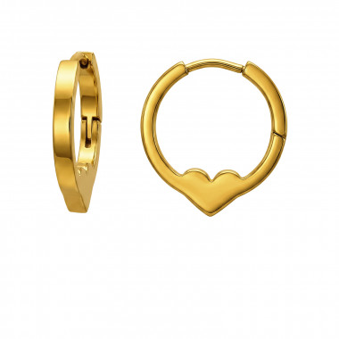 19.5Mm Heart Gold Color - 316L Surgical Grade Stainless Steel Stainless Steel Earrings SD51296