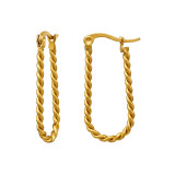 30.5Mm Rope Gold Color French Lock - 316L Surgical Grade Stainless Steel Stainless Steel Earrings SD51298