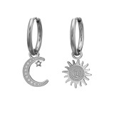 15mm Sun And Moon Dangling On Hoop - 316L Surgical Grade Stainless Steel Stainless Steel Earrings SD51447