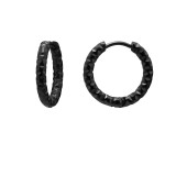 Diamond Cut 12mm Black Color - 316L Surgical Grade Stainless Steel Stainless Steel Earrings SD51561