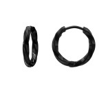 12mm Twisted Black Color - 316L Surgical Grade Stainless Steel Stainless Steel Earrings SD51562
