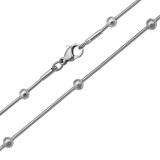 Snake Chain With Station Beads - 316L Surgical Grade Stainless Steel Stainless Steel Necklace SD51588