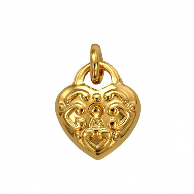 Patterned Heart - 316L Surgical Grade Stainless Steel Steel Pendants SD50467