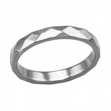 Hammered Satin Finish Band - 316L Surgical Grade Stainless Steel Steel Rings SD50431