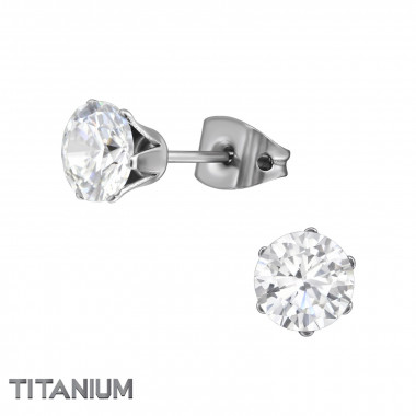 6mm Round - Titanium Titanium Ear Studs SD33180