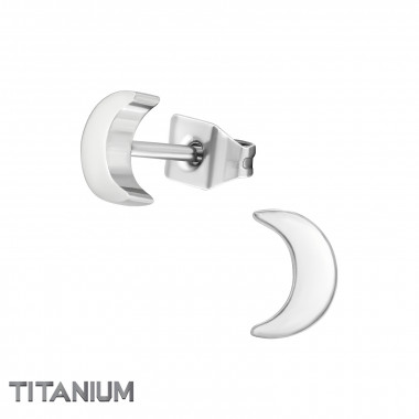 Crescent Moon - Titanium Titanium Ear Studs SD40289