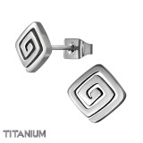 7mm Square Coil - Titanium Titanium Ear Studs SD49883
