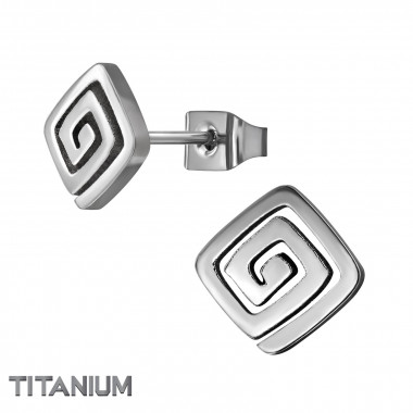 7mm Square Coil - Titanium Titanium Ear Studs SD49883