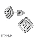 7mm Square Coil - Titanium Titanium Ear Studs SD49883