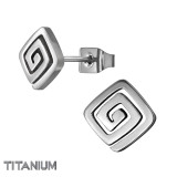 7mm Square Coil - Titanium Titanium Ear Studs SD49883
