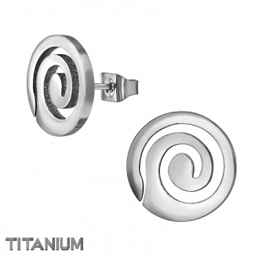 Round Coil - Titanium Titanium Ear Studs SD49884