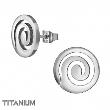 Round Coil - Titanium Titanium Ear Studs SD49884
