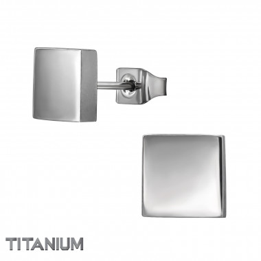 7mm Square Edge - Titanium Titanium Ear Studs SD49885