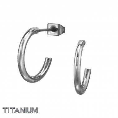 2X15Mm Half Hoop - Titanium Titanium Ear Studs SD49888