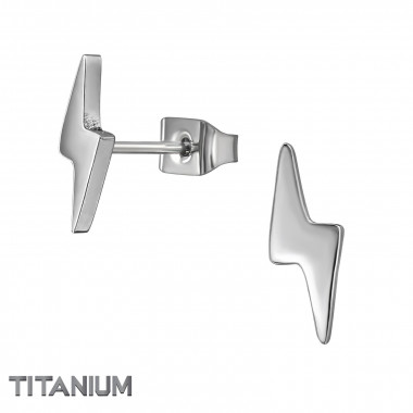 11mm Thunderbolt - Titanium Titanium Ear Studs SD49892