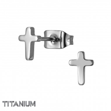 Cross - Titanium Titanium Ear Studs SD50367