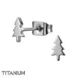 Christmas Tree - Titanium Titanium Ear Studs SD50368