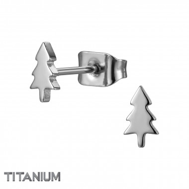 Christmas Tree - Titanium Titanium Ear Studs SD50368