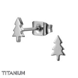 Christmas Tree - Titanium Titanium Ear Studs SD50368