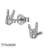 Hand - Titanium Titanium Ear Studs SD50375 Hand - Titanium Titanium Ear Studs SD50375