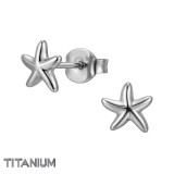 3D Starfish - Titanium Titanium Ear Studs SD50377