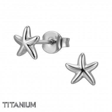 3D Starfish - Titanium Titanium Ear Studs SD50377