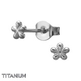 Plumeria Frangipani - Titanium Titanium Ear Studs SD50379