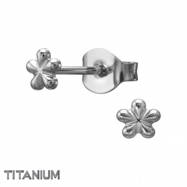 Plumeria Frangipani - Titanium Titanium Ear Studs SD50379