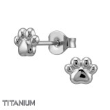 Dog Paw - Titanium Titanium Ear Studs SD50380