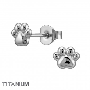 Dog Paw - Titanium Titanium Ear Studs SD50380