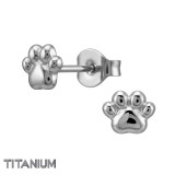 Dog Paw - Titanium Titanium Ear Studs SD50380