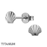 Diamond Cut Shell - Titanium Titanium Ear Studs SD50381