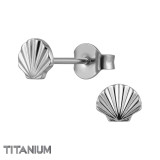 Diamond Cut Shell - Titanium Titanium Ear Studs SD50381