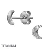 Diamond Cut Crescent - Titanium Titanium Ear Studs SD50382