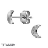Diamond Cut Crescent - Titanium Titanium Ear Studs SD50382