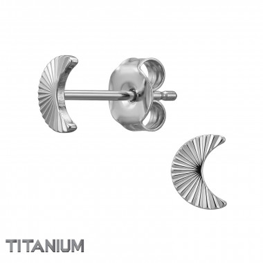 Diamond Cut Crescent - Titanium Titanium Ear Studs SD50382