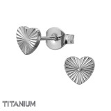 Diamond Cut Heart - Titanium Titanium Ear Studs SD50383