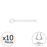Retainers, 0.8Mm Wire, 10mm Length, 2mm Ball - Plastic Titanium Nose Jewelry SD47783
