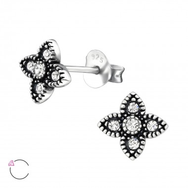 Four Point Star - 925 Sterling Silver La Crystale Studs SD32724