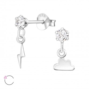 Lightning And Thunder - 925 Sterling Silver La Crystale Studs SD32843