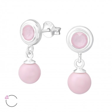 Round With Hanging Pearl - 925 Sterling Silver La Crystale Studs SD35749